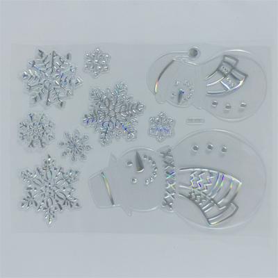 China Decorative Christmas Window Stickers Snowflakes PVC Static Cling Stickers For Christmas Window Display Decoration for sale