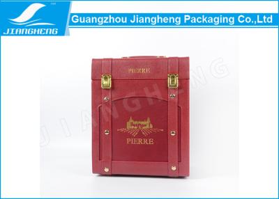 China Red Leather Wooden 6 Bottle Wine Gift Box Elegant Customized Fancy Printing for sale