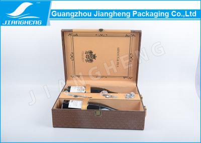 China Luxury 2 Bottle Wine Packing Boxes Leather Elegant With Portable Handle for sale