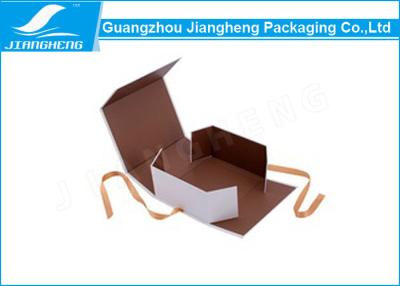 China CMYK Printing Folding Packing Boxes , Ribbon Closure Cardboard Packaging Boxes for sale