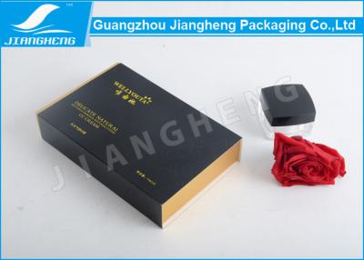 China Face Cream Products Gold Card Paper Packing Box With Plastic Insert Drawer Shape for sale