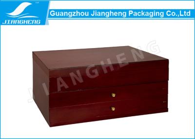 China Glossy Lamination Brown Wooden Gift Box / Packaging Box For Jewellery Sets for sale