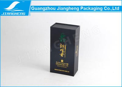 China Black Texture Paper Gift Tea Box , Foldable Packaging Rigid Paper Tea Storage Box for sale