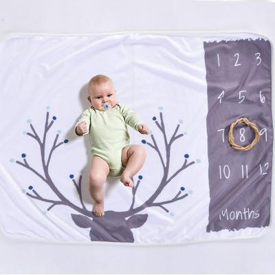 China Animal Printing Mink Baby Milestone Blanket Anti-pilling New Design High Quality for sale