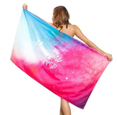 China Hypoallergenic Custom Design Double Side Printed Recycled Microfiber Suede Beach Towel for sale