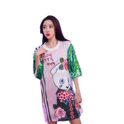 China Saireish Cartoon Sequin Summer Anti-Static Club Dresses Women for sale