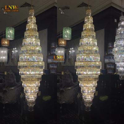 China Lnw Traditional Crystal Lighting Villa Staircase Chandelier Crystal Lighting for sale