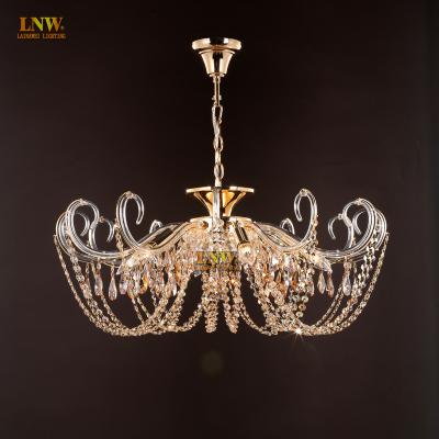 China Chandelier 6 Lights K9 Traditional Golden Yellow Crystal Chandelier Lnw Lighting Crystal Lighting for sale