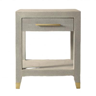 China Modern Design Untreated Leather Nightstand Leather Open Bedside Table HLM05B for sale