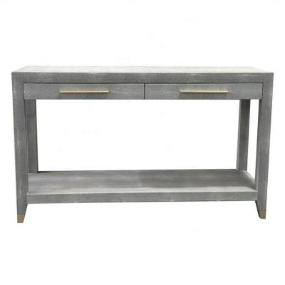 China 2 Drawer Leather Console Table Modern Design Untreated Leather Console Table HLM01G for sale