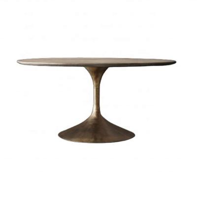 China Overhead Wooden Dining Table Modern Style Round Top Wooden Dining Table HLM23 for sale