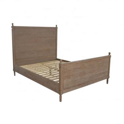 China French Classic Bedroom Hotel Hand Carved Double Bed Design Furniture Solid Wood With High Headboard Footboard for sale