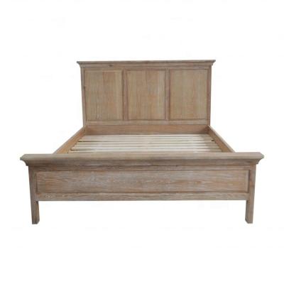 China American Rustic Antique Classic Hotel Bed Vintage Style Platform Queen King Size Solid Oak Wooden Frame Bed for sale