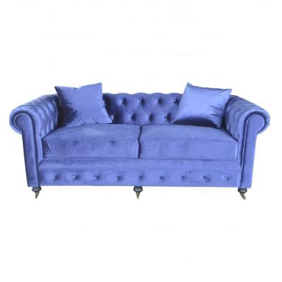 China Italian European Luxury Solid Inner Frame Oak Chesterfield Fabric Vintage Style Loveseat Sectional Tufted Sofa Sectional Sofa for sale