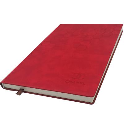 China Red Leather Hardcover Custom PU Hardcover Journal Diary Notebook Printing With Logo for sale