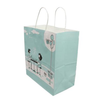 China Recycled Materials Ready To Ship Cute Extra Large Eco Logo Printed Paper Packaging Bag Waterproof Paper Bag For Bakery for sale