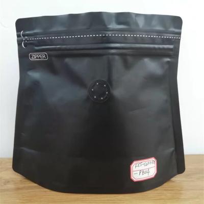 China Recyclable Heat Sealed Resealable Stand Up Plastic Coffee Bag Black Plastic Ziplock Bags With Special Zipper And Valve for sale