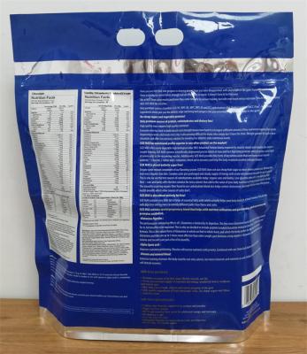 China 15lbs Disposable Custom Printed Protein Powder Packaging Bag Protein Resealable Plastic Bags With Hang Hole And Zipper for sale