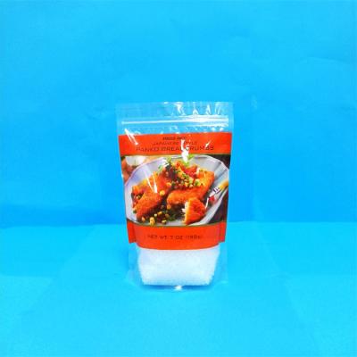 China Recyclable Food Grade 198g Heat Seal Plastic Resealable Frozen Fish Nylon HDPE Stand Up Plastic Bag With Zipper for sale