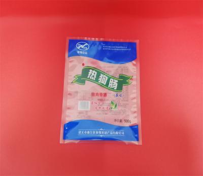 China Disposable 500g Custom Printed 3 Sides Sealed Food Grade Plastic Packaging Leakproof Nylon Vacuum Bags For Sausages for sale