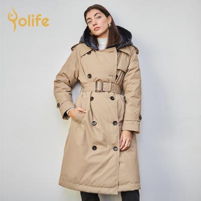 China Yolife Windproof Duck Winter Wear Long Parka Clothes Women Down Coat Down Jacket Woman Clothes 2021 Winter Wear for sale