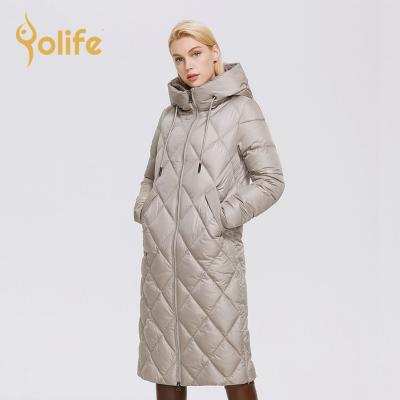 China Yolife raincoat 2021 winter ladies where jacket lengthened style women padded parka thickened cotton warm women coat for sale