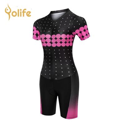 China Breathable Pink Women Bike Jersey Set Bicycle Clothes Running Cycling Wear Short Kit Summer Mtb Outfit Swimming Suit Clothing for sale