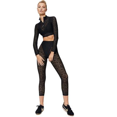 China 2020 Yolife Leopard-copy lace fitness suit breathable leggings for women and long sleeve yoga for women for sale