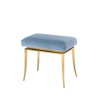 China Removable Cover Stool Gold Metal Legs Modern Square Velvet Dressing Small Chairs Bedroom Furniture for sale