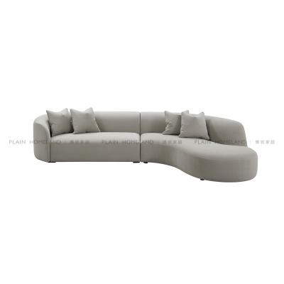 China Modern Villa Curved Sofa Living Room Model Room Designer Creative Light Luxury Lamb Velvet Minimalist Sofa for sale