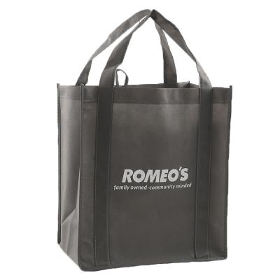 China Handled Customize Logo Promotional Non Woven Shopping Bag Cheap Reusable Grocery Tote for sale