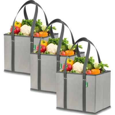 China Heavy Duty Reusable Grocery Handled Tote Nonwoven Foldable Shopping Bag With Cardboard for sale