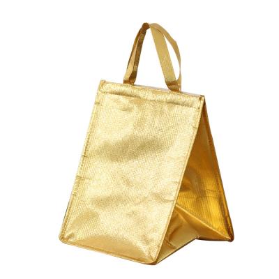 China Insulated Promotional Custom Printing Grocery Laminated Gold Nonwoven Cooler Bag for sale