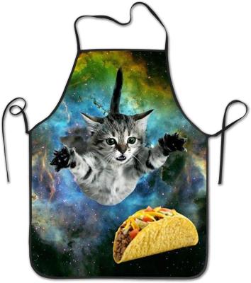 China Fashion Full Color Printing Polyester Kitchen Chef Funny Bib Customize Cleaning Aprons for sale