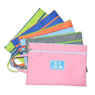 China Office Stationery Nylon A4 File Folder Nylon Reusable Zipper Tote Document Bag for sale