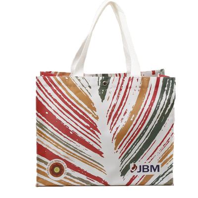 China Shopping Bag Customized Durable Grocery Printed Polyester Tote Reusable Shopping Bag for sale