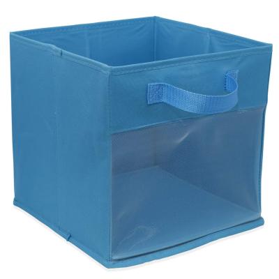 China Viable Multifunctional Oxford Toy Box Foldable Storage Cube with Clear View Mesh Side for sale