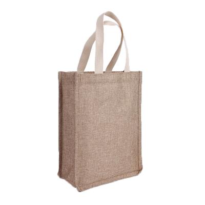 China Customized Reusable Polyester Handled Grocery Faux-Jute Shopping Tote Bag for sale