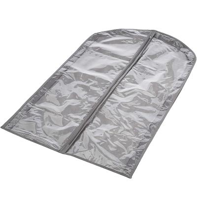 China Storage Promotional Gift Clothes Suit Bag Gray Color Nonwoven Clear Garment Dustproof Cover for sale