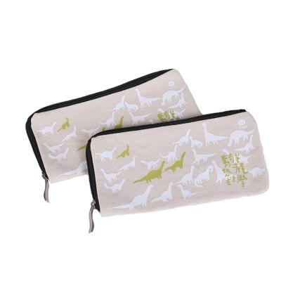 China Custom Fancy Gift Travel Promotional Folding Cotton Canvas Zipper Makeup Pouch for sale