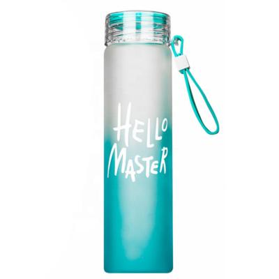 China 2019 Sustainable Products Single Sport Infuser 16oz Glass Water Bottle Colored Borosilicate Glass Water Bottle for sale