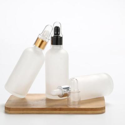 China Long Lasting 5ml 10ml 15ml 20ml 30ml 50ml 100ml Frosted Glass Essential Oil Dropper Bottle for sale