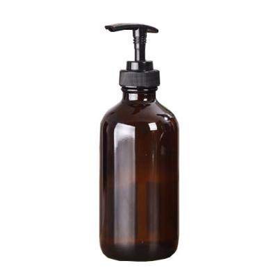 China 16OZ Refillable Empty Traditional Amber Glass Liquid Soap Bottle for sale