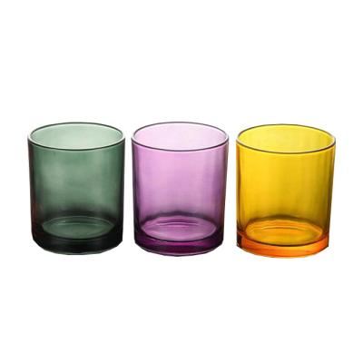 China Wholesale Bulk Durable Colored Cheap Empty Luxury Candle Holders Cylinder Shape Candle Glass Jars for sale