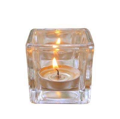 China Durable Hot Sale Square Romantic Wedding Candlestick Decorations Dinner Glass Candle Holders for sale