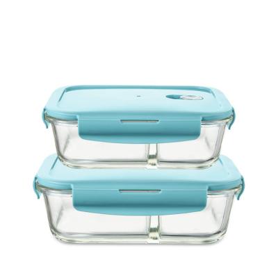 China New Product Rectangle Borosilicate Heat Resistant Wholesale Heat Resistant Container Food Glass Bento Lunch Box For Microwave for sale