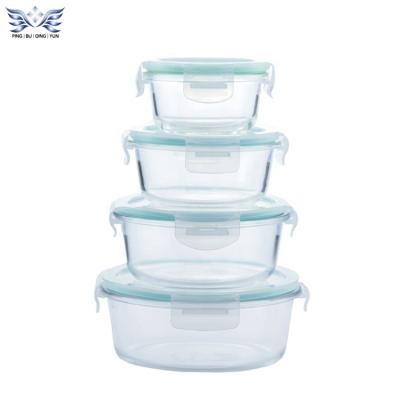 China Freshness Preservation Borosilicate High Around Clear Glass Food Storage Container Meal Prep Lunch Box With Plastic Lid for sale