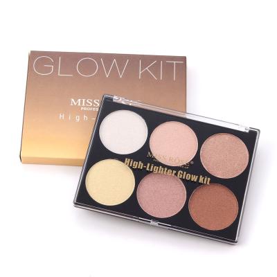 China Popular Waterproof 6 Color Shading Highlighter Powder Makeup Private Label Contour Palette for sale