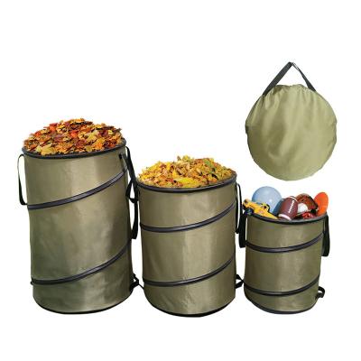 China Waterproof Recycle Woven Garden Bag Reusable Pop Up Collapsible Waste Bag Outside Compound Garden Bags for sale