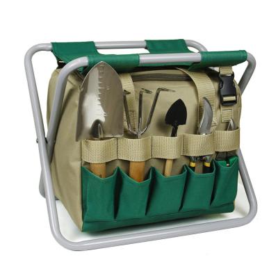 China Multifuction Tool Bags Stools Tote Tool Bag Multiple Pockets Seat Storage Chair Portable Folding Garden Tool Organizer for sale